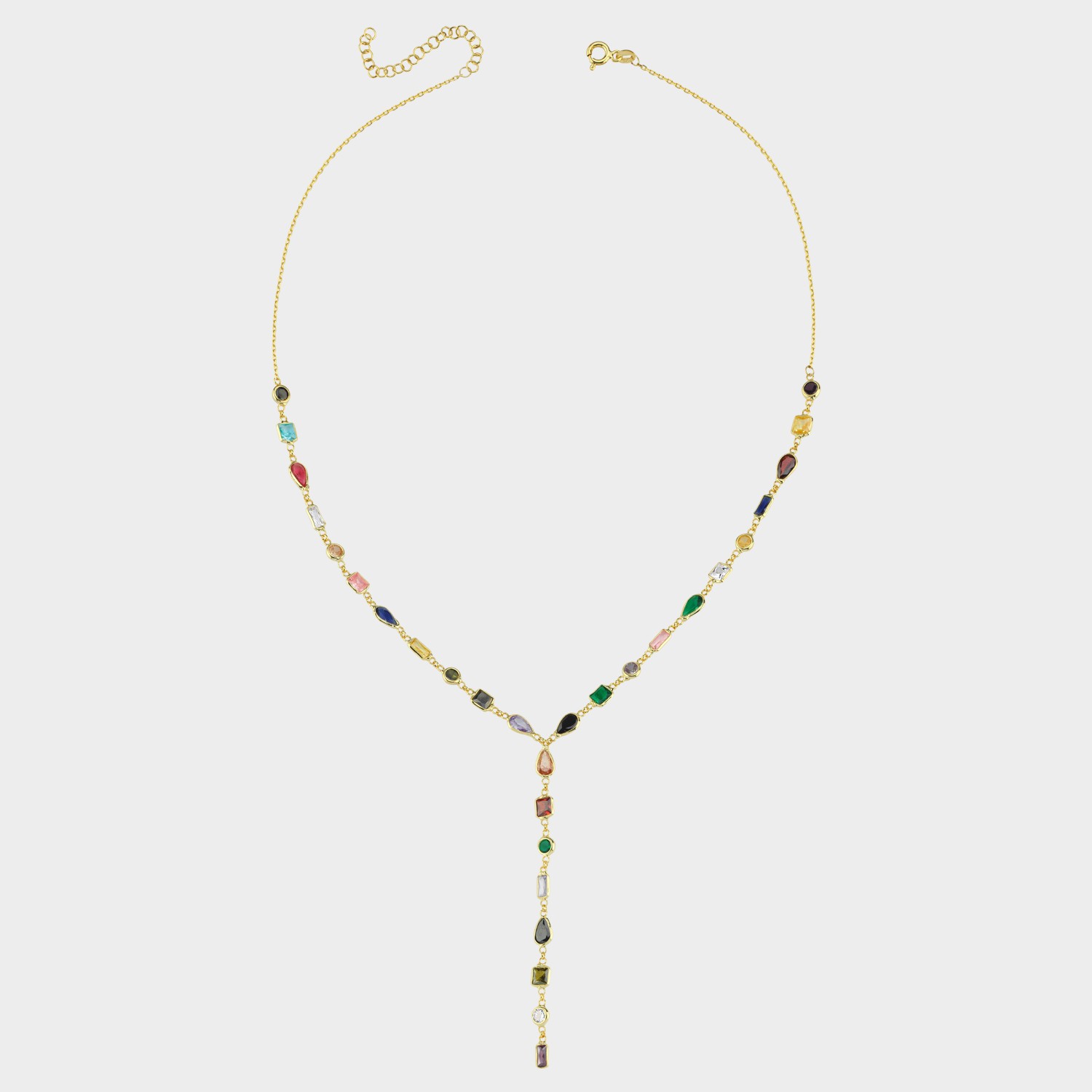 MIXED COLORFUL STONE Y NECKLACE