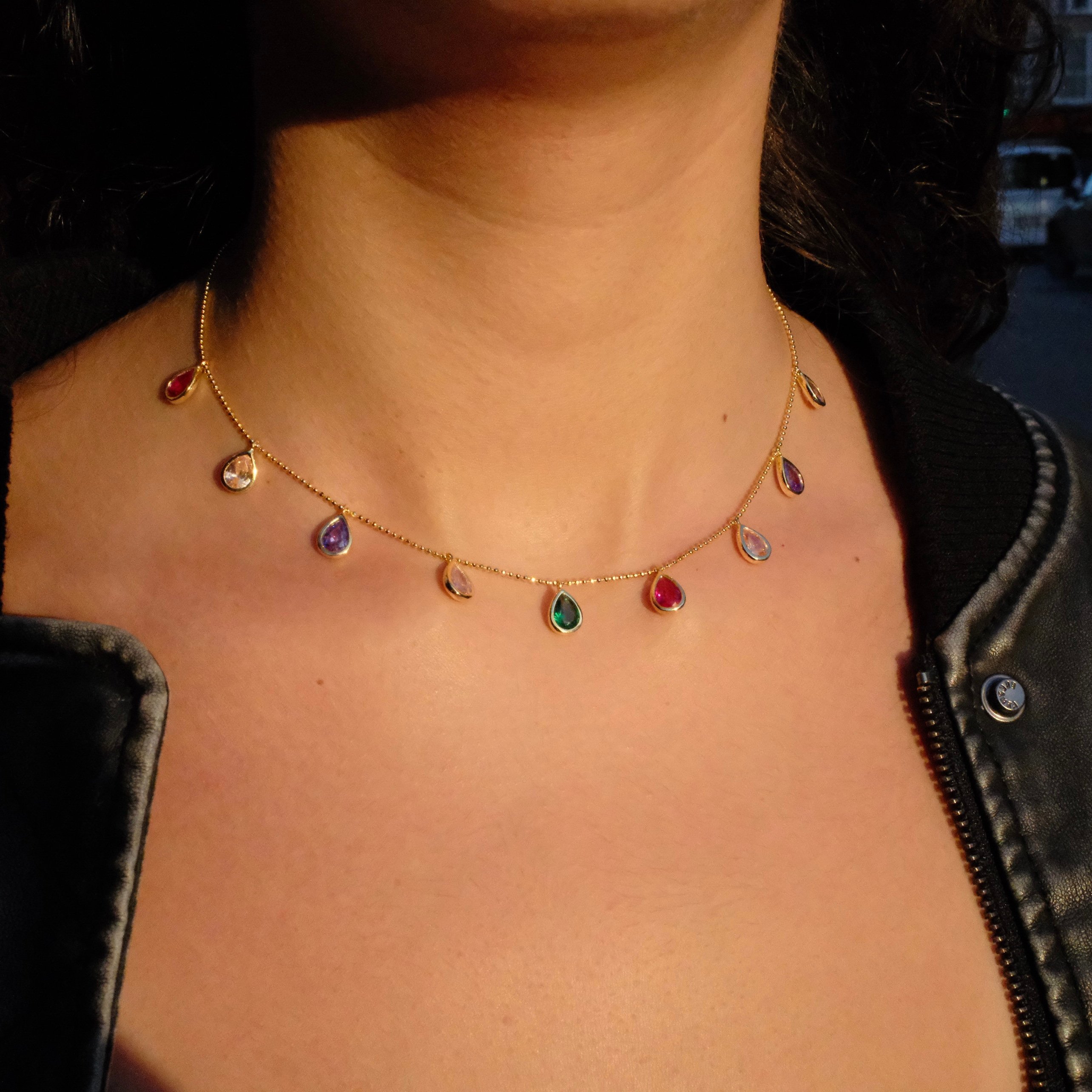 PEAR CUT COLOURFUL NECKLACE