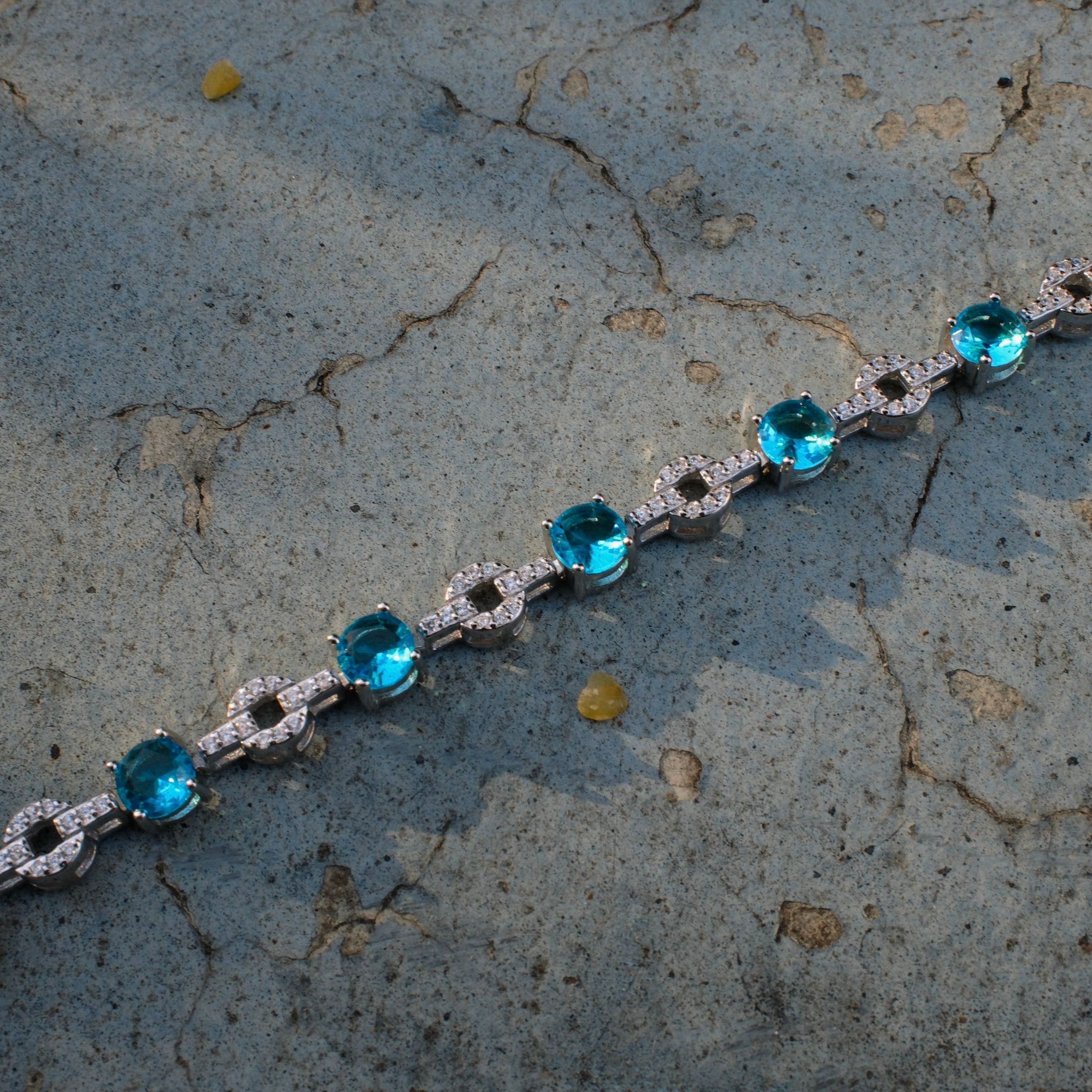 AQUA GEM AND MOTIF BRACELET