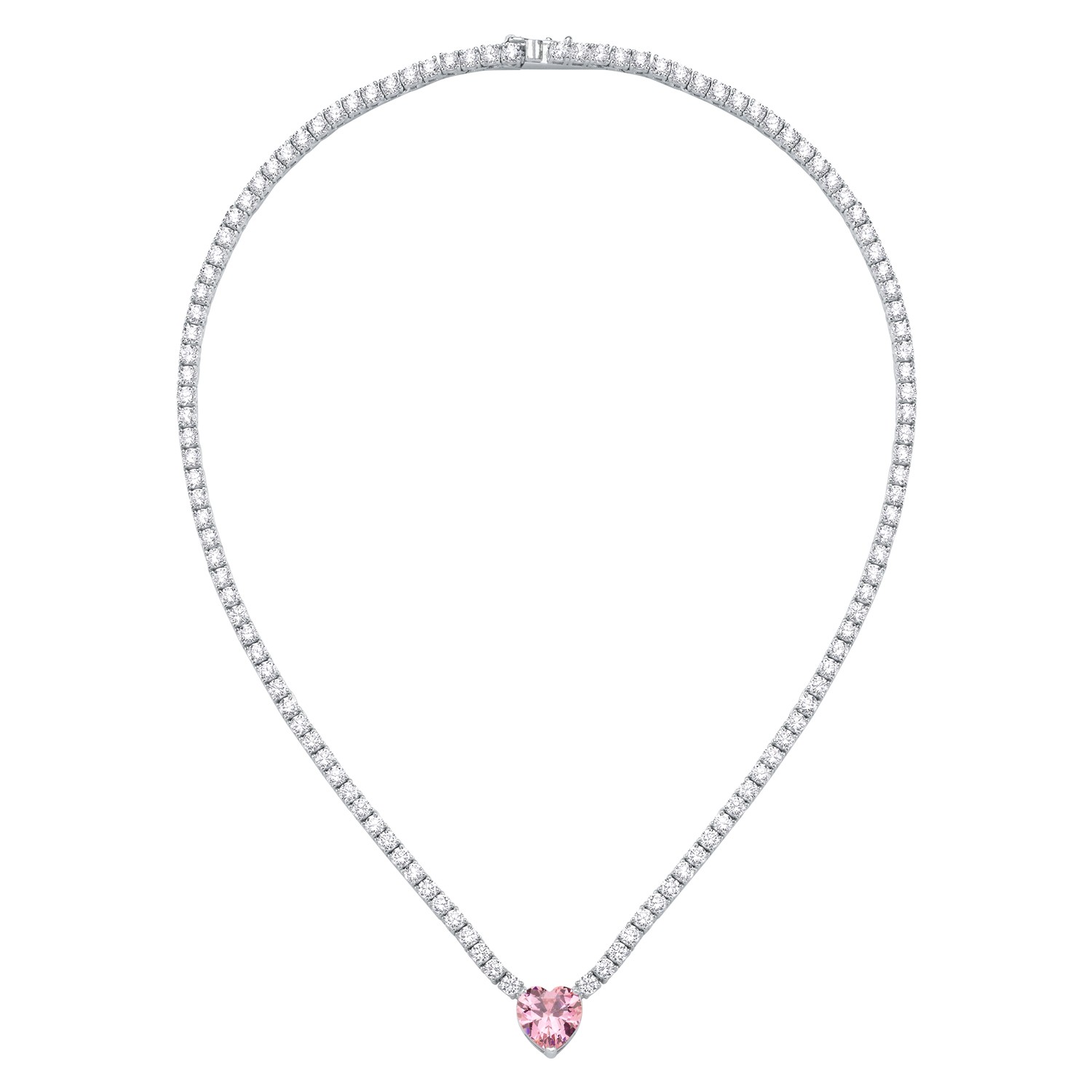 PINK HEART TENNIS NECKLACE