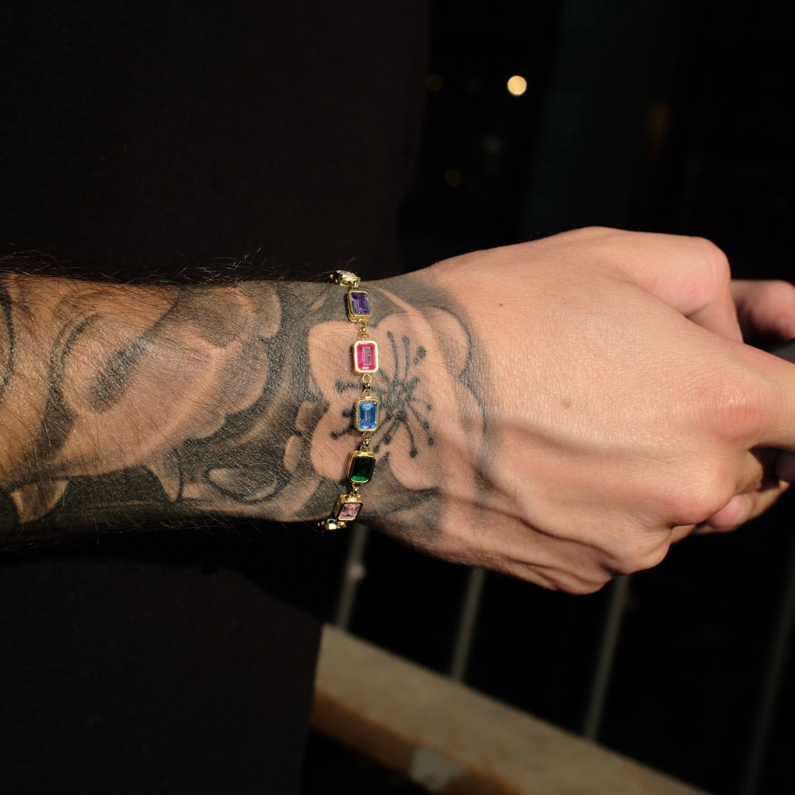 EMERALD CUT NATUREL STONES BRACELET