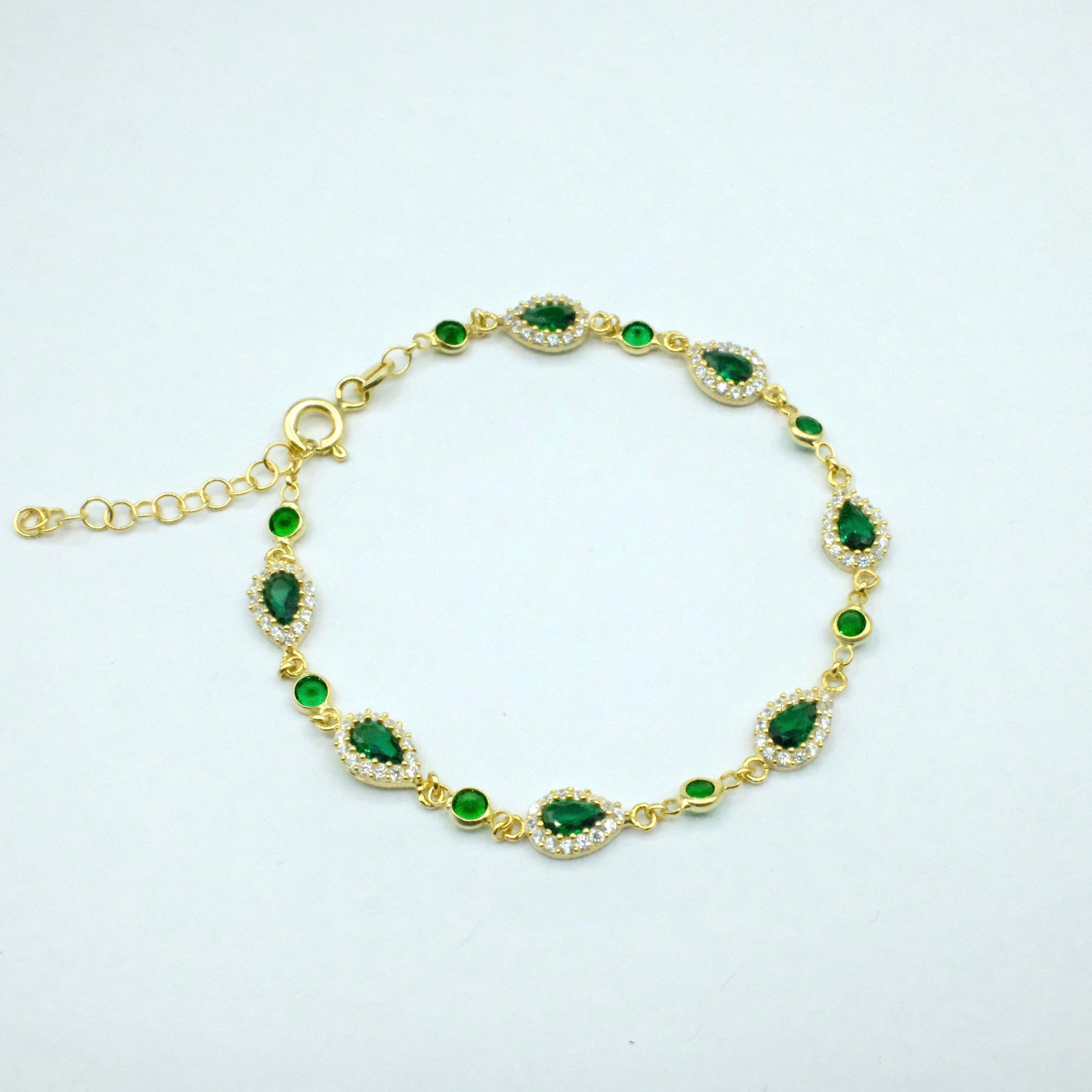 GREEN STONE PEAR BRACELET