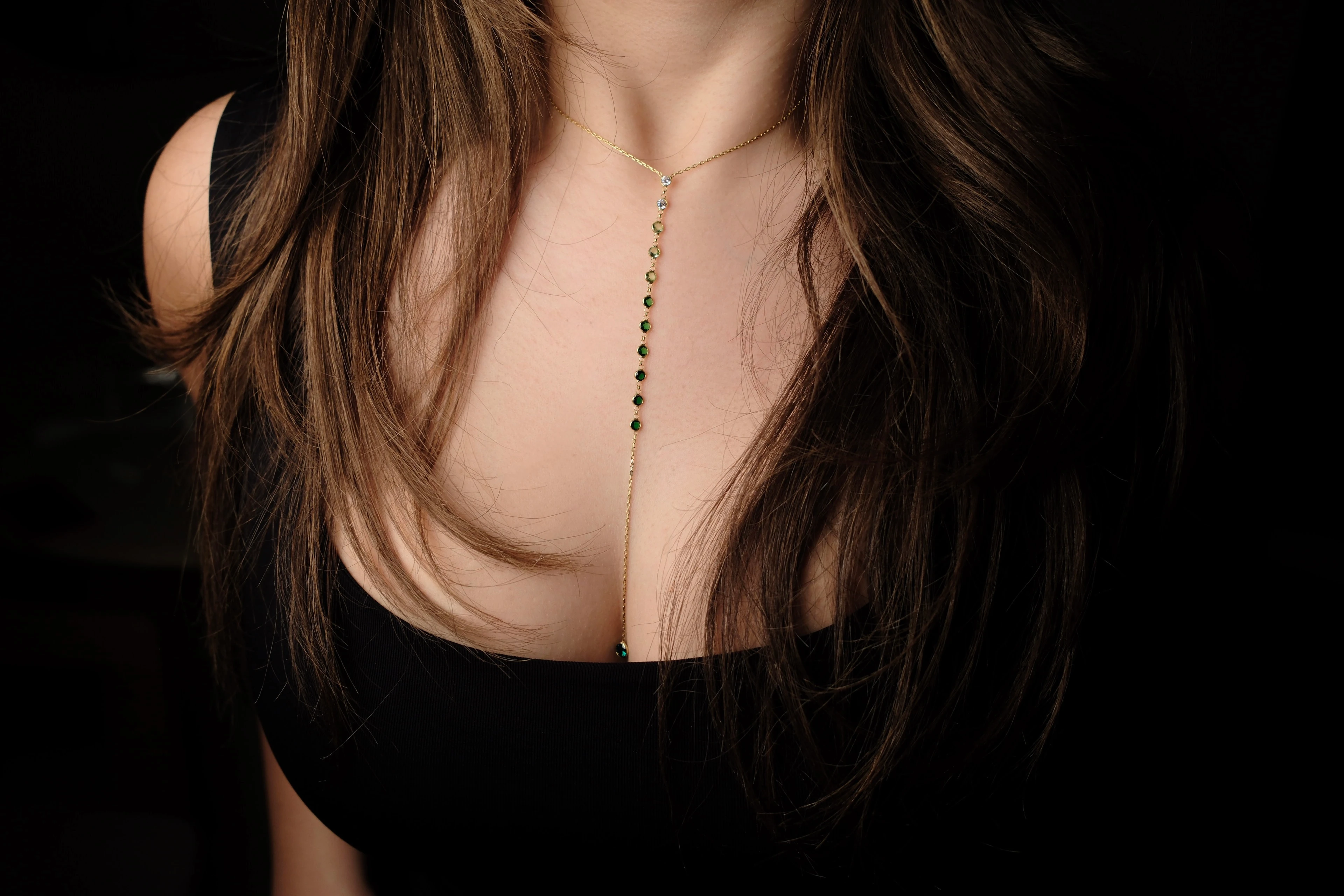 Green Drip Y Necklace