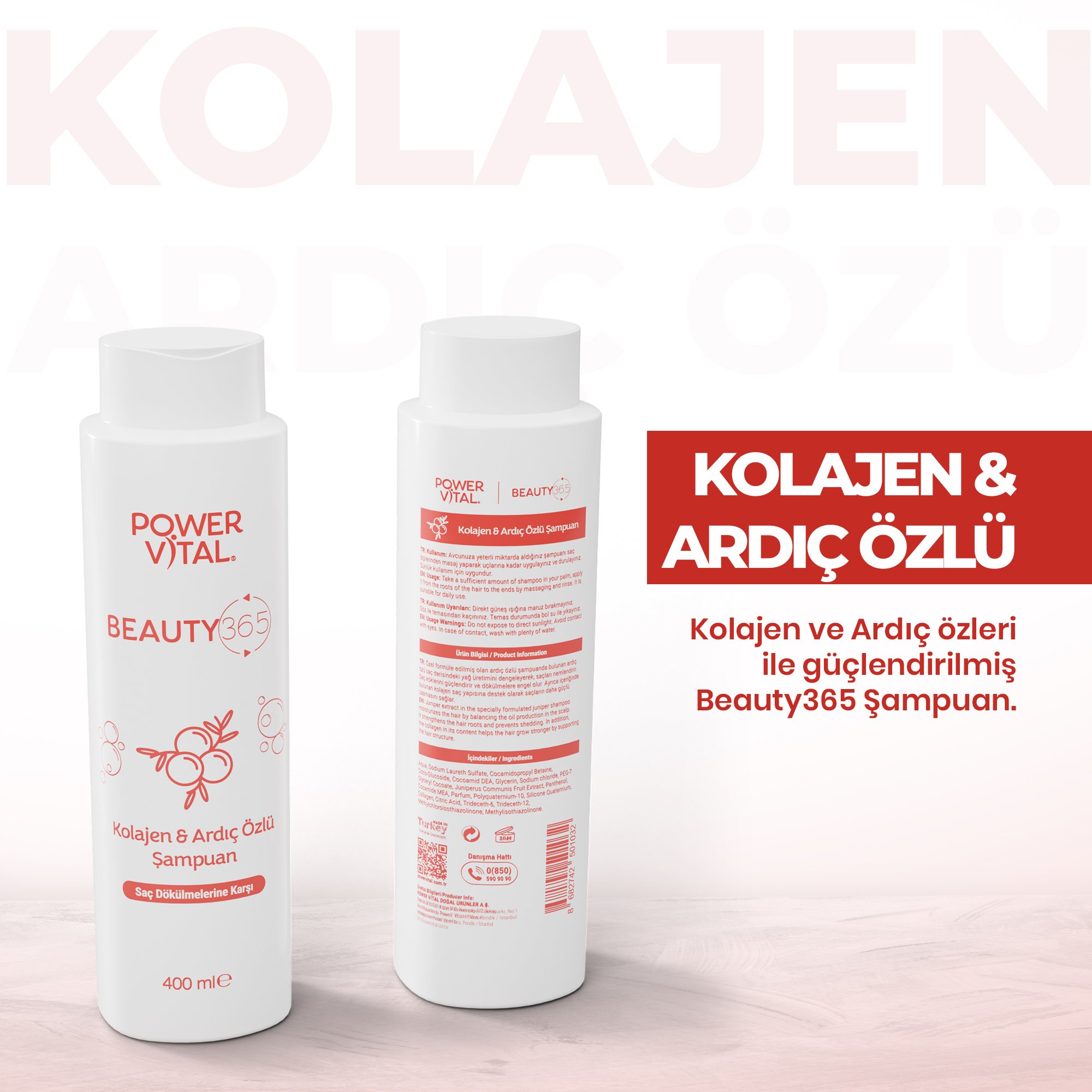 Dökülme ve Yağlanma Karşıtı Şampuan - Kolajen & Ardıç İçerikli 400ml