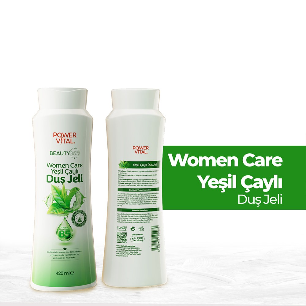 Woman Care Duş Jeli - Kadınlara Özel Yeşil Çay ve B5 Vitamini İçerikli - 420 ml