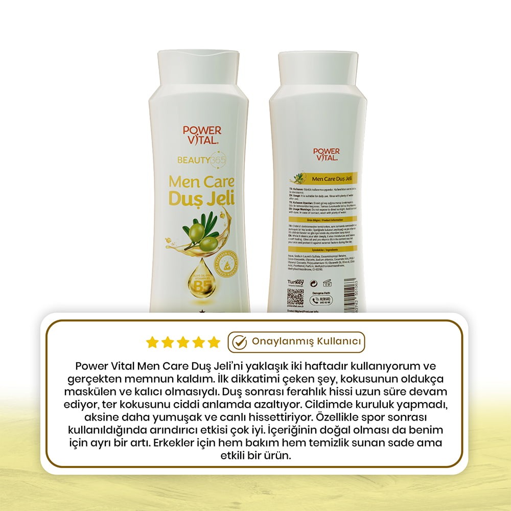 Men Care Duş Jeli - Provitamin B5, Zeytinyağı İçerikli Erkeklere Özel 420 ml
