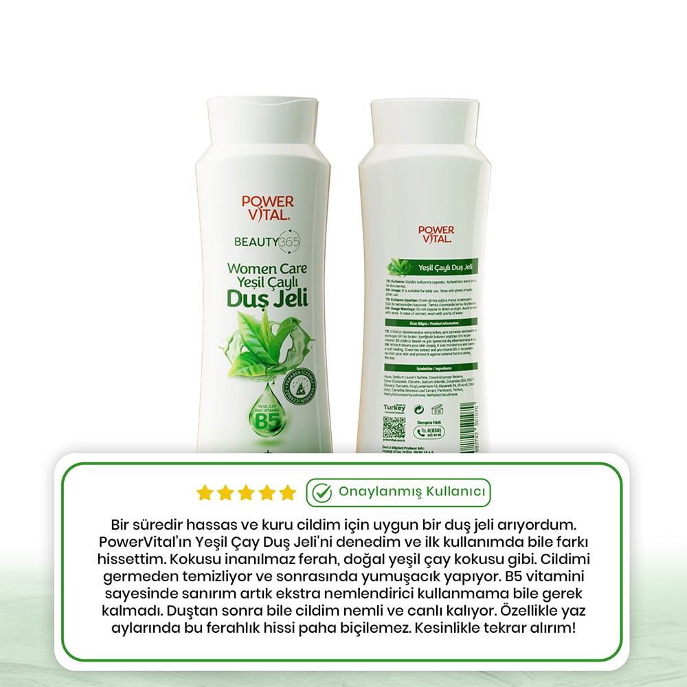 Woman Care Duş Jeli - Kadınlara Özel Yeşil Çay ve B5 Vitamini İçerikli - 420 ml