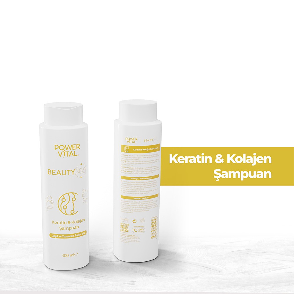 Onarıcı, Güçlendirici Saç Bakım Şampuanı - Keratin & Kolajen İçerikli 400ml 
