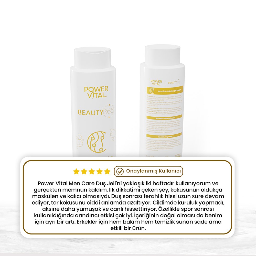 Onarıcı, Güçlendirici Saç Bakım Şampuanı - Keratin & Kolajen İçerikli 400ml 