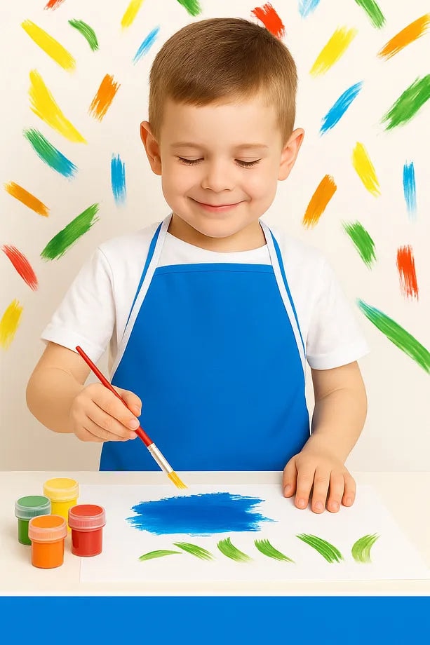 6 Adet Mavi Çocuk Önlüğü Kreş Anaokulu Etkinlik Boyama Önlüğü Leke Ve Sıvı Geçirmez 30x50 Cm 2-8 Yaş