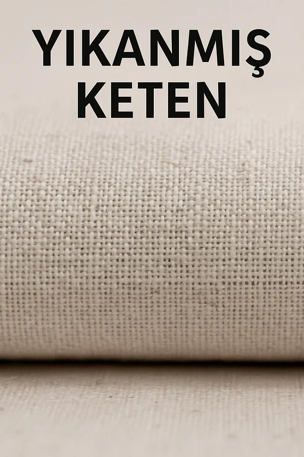 Yıkanmış Ham Naturel Keten Kumaş - 235 cm En - Organik - Doğal - Punch - Dikiş - Döşemelik Kumaş