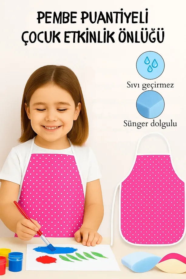 Etkinlik Çocuk Önlüğü – Kreş Anaokulu Etkinlik Boyama Önlüğü Sıvı Geçirmez Süngerli 2-8 Yaş