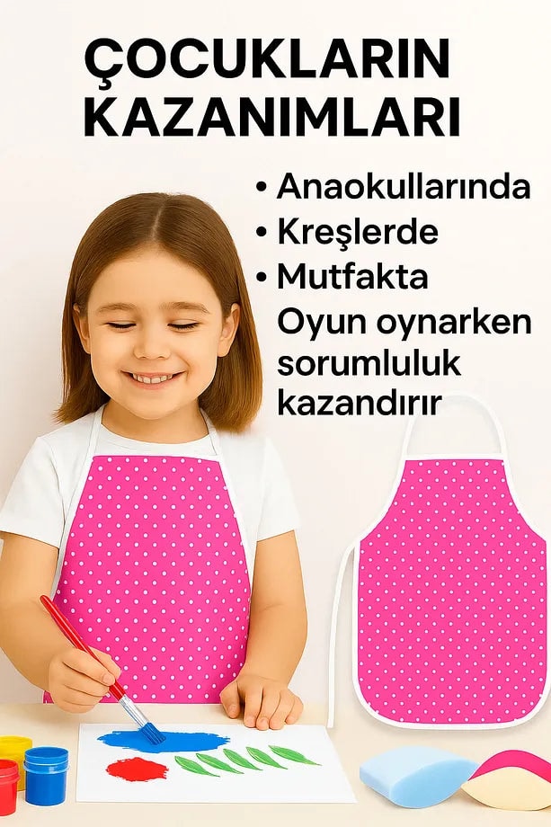 Etkinlik Çocuk Önlüğü – Kreş Anaokulu Etkinlik Boyama Önlüğü Sıvı Geçirmez Süngerli 2-8 Yaş