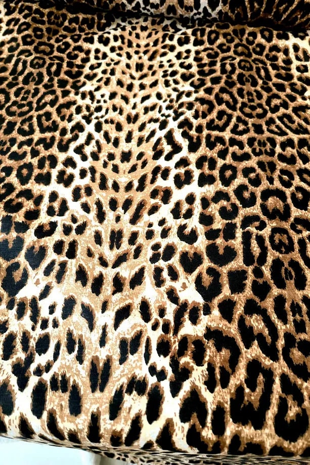 %100 Pamuk Kahve Leopar Poplin Kumaş En: 240 Cm Nevresim, Çarşaf, Yastık Kılıfı, Elbise Ve Çanta