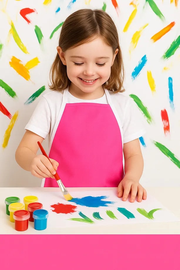 6 Adet Çocuklar İçin Pembe Renkli Etkinlik Boyama Önlükleri - Su Geçirmez ve Dayanıklı & 30x50 cm 2-8 Yaş