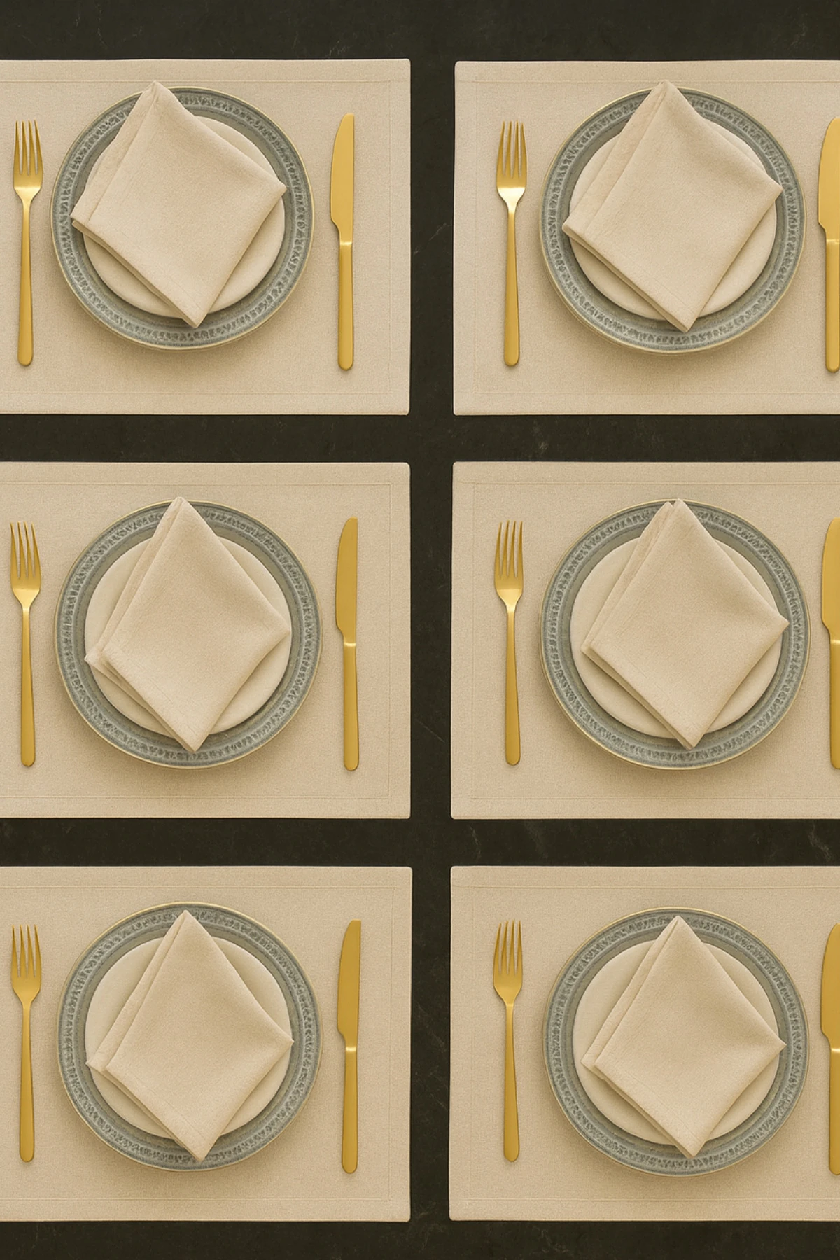 LINEN | 12 Adet Organik Ham Yıkanmış Keten Amerikan Servis Ve Servis Peçetesi Sofra Sunum Takımı