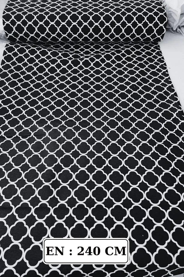 %100 Pamuk Siyah Halkalı Poplin Kumaş En: 240 cm Nevresim, Çarşaf, Yastık Kılıfı, Elbise ve Çanta