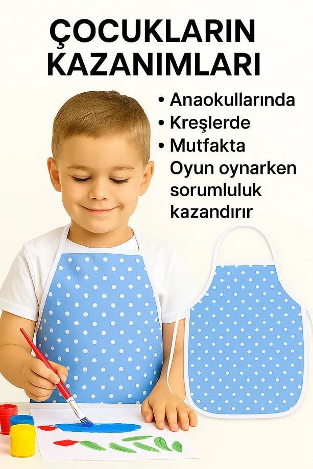 Etkinlik Çocuk Önlüğü – Kreş Anaokulu Etkinlik Boyama Önlüğü Sıvı Geçirmez Süngerli 2-8 Yaş