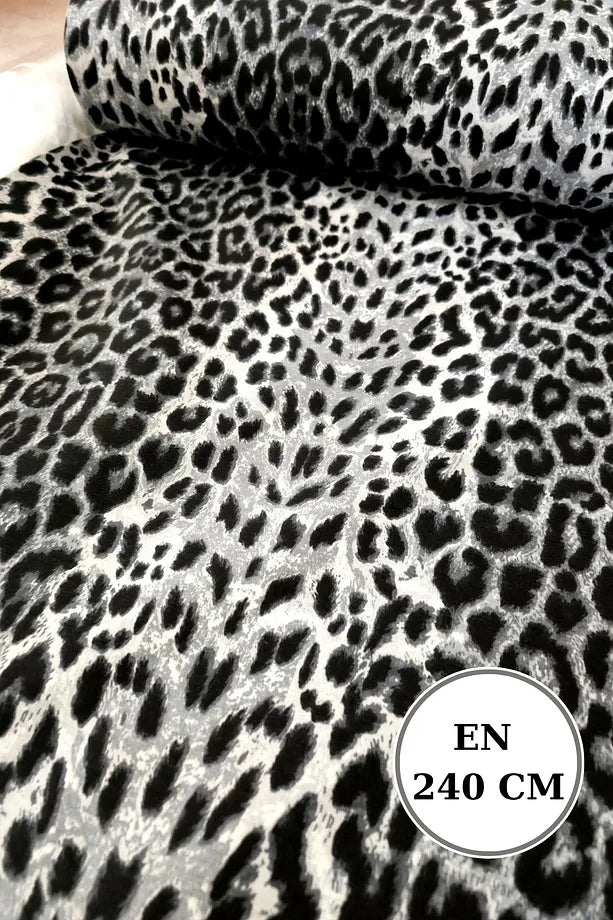%100 Pamuk Siyah Leopar Poplin Kumaş En: 240 Cm Nevresim, Çarşaf, Yastık Kılıfı, Elbise Ve Çanta