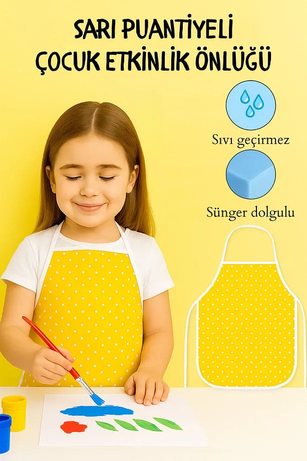 Etkinlik Çocuk Önlüğü – Kreş Anaokulu Etkinlik Boyama Önlüğü Sıvı Geçirmez Süngerli 2-8 Yaş