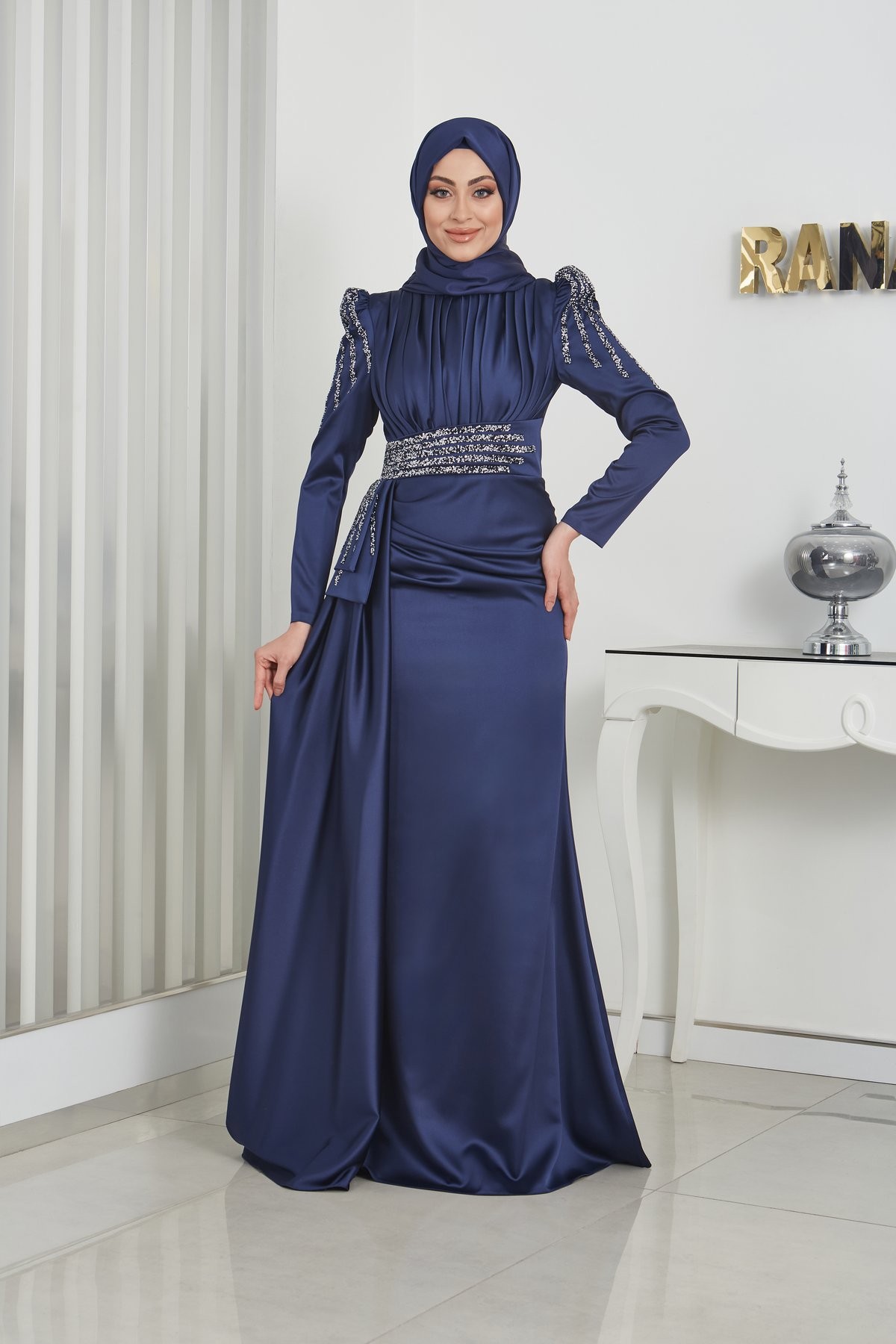 Alina Evening Dress - Navy Blue