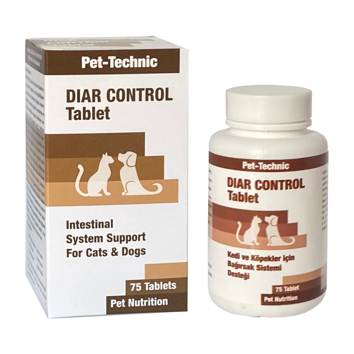 Pet-Technic Diar Control Tablet, Kedi Köpek Bağırsak Sağlığı, Sindirim ve İshal Desteği, 75 Tablet