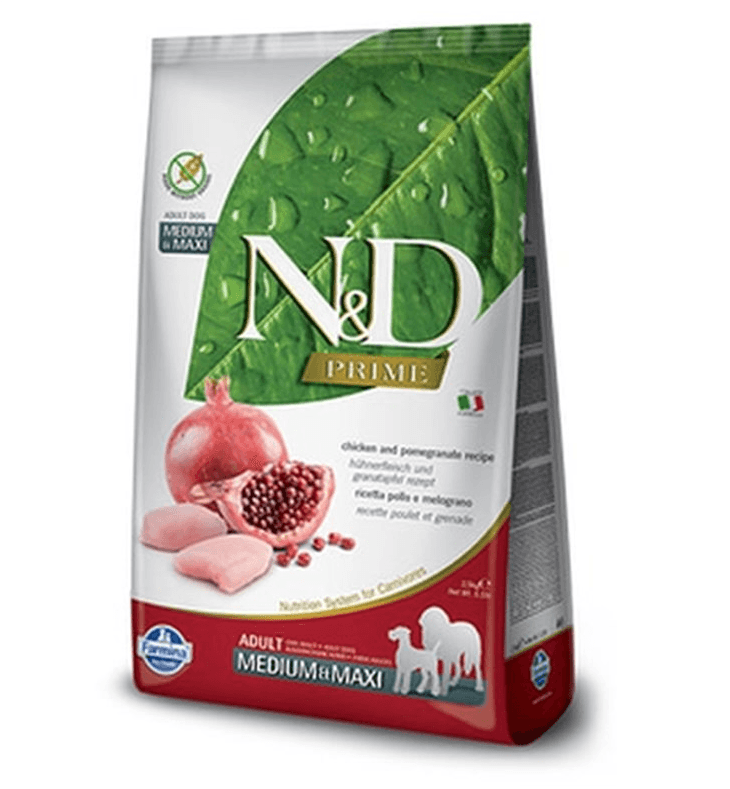 N&D Prime Kuru Köpek Maması, Tahılsız, Tavuk ve Narlı, Yetişkin Medium ve Maxi 2,5 kg