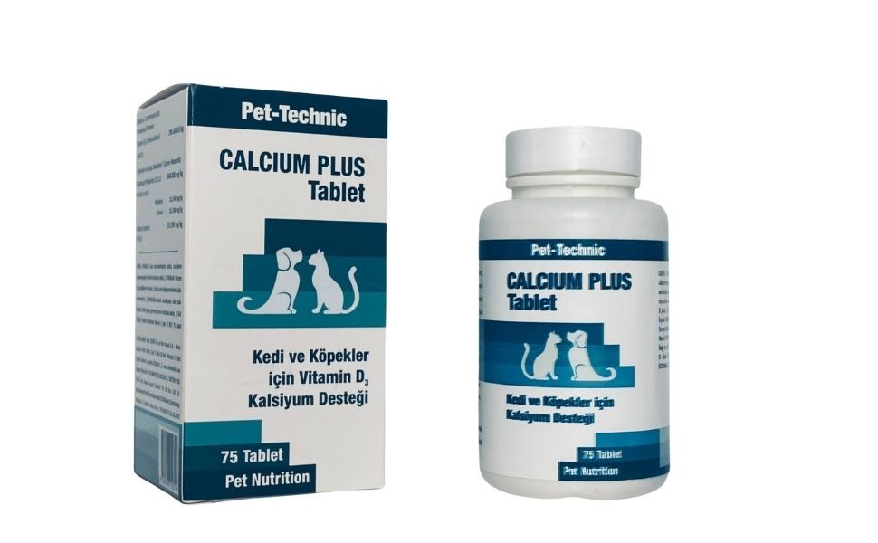 Pet-Technic Calcium Plus Tablet, Kedi Köpek Kalsiyum Desteği, Kemik ve Diş Sağlığı, 75 Tablet