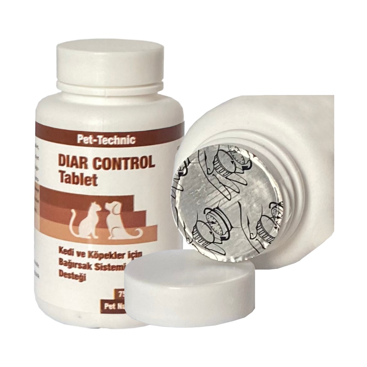 Pet-Technic Diar Control Tablet, Kedi Köpek Bağırsak Sağlığı, Sindirim ve İshal Desteği, 75 Tablet