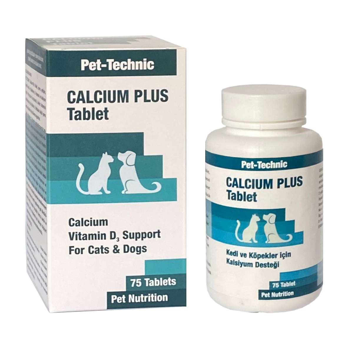 Pet-Technic Calcium Plus Tablet, Kedi Köpek Kalsiyum Desteği, Kemik ve Diş Sağlığı, 75 Tablet