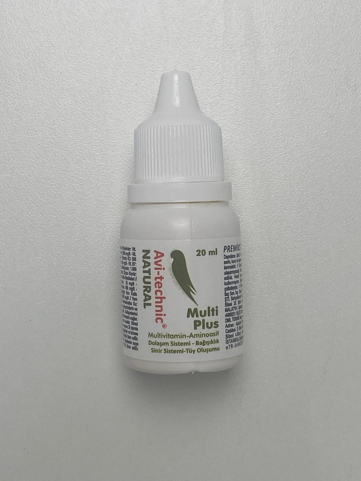 Avi-Technic MULTI PLUS Kuş Takviyesi – Multivitamin, Aminoasit, Bağışıklık & Tüy Desteği – 6’lı Paket (6 x 20 ml)