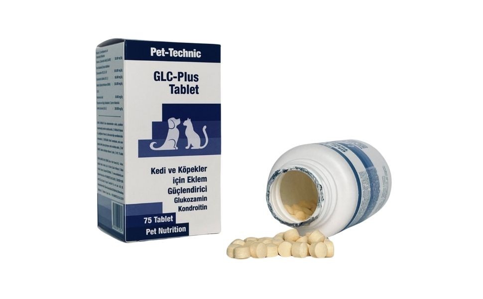 Pet-Technic GLC-Plus Tablet, Kedi Köpek Eklem Güçlendirici, Glukozamin & Kondroitin Desteği, 75 Tablet