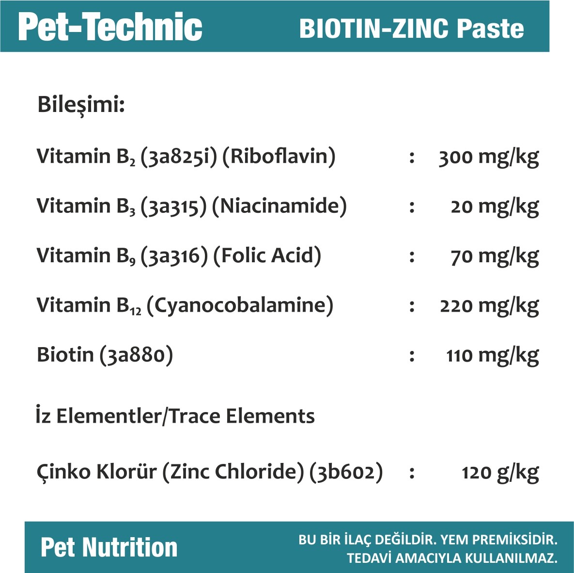 Pet-Technic Biotin Zinc Pasta, Kedi Köpek Tüy Dökülmesi Önleyici, Deri ve Tüy Sağlığı Desteği, 100 g