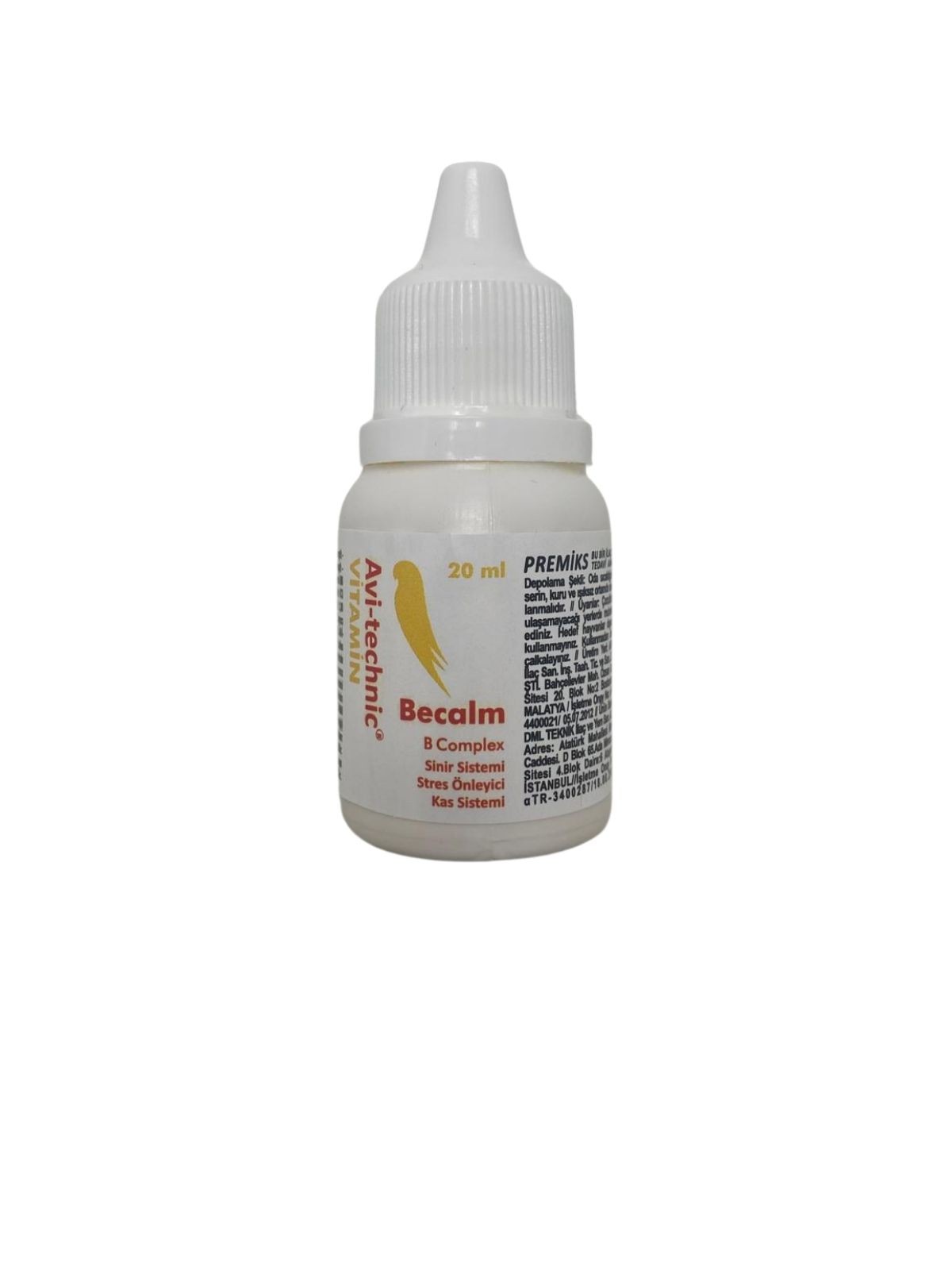 Avi-Technic BECALM B COMPLEX Kuş Takviyesi – Sinir Sistemi ve Stres Desteği – B Vitamin Kompleksi – 6’lı Paket (6 x 20 ml)