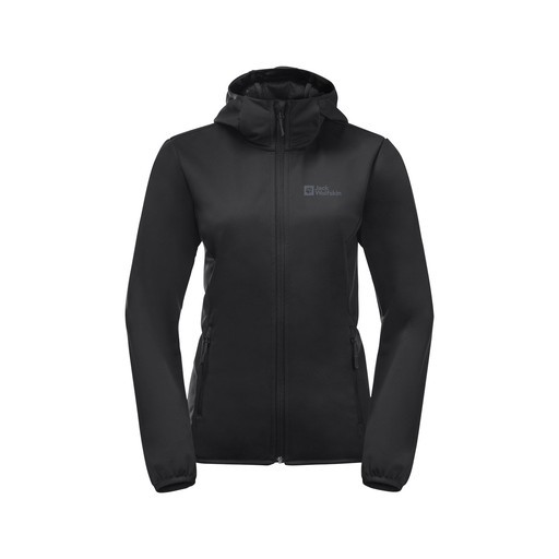 Jack Wolfskin Windhain Hoody Kadın Softshell Ceket Siyah 1307481-6000