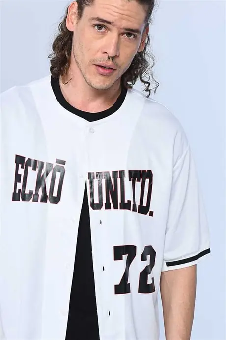◎90s ECKO UNLTD. メッシュ 半袖 ゲームシャツ XL ホワイト Ecko Unltd