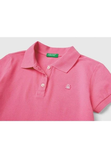 United Colors of Benetton Kız Çocuk Logolu Pike Polo T-Shirt 3WG9C300O-24Y