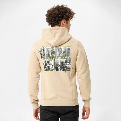 Routefield House Erkek Kapüşonlu Sweatshirt Bej RFHOUSE2223