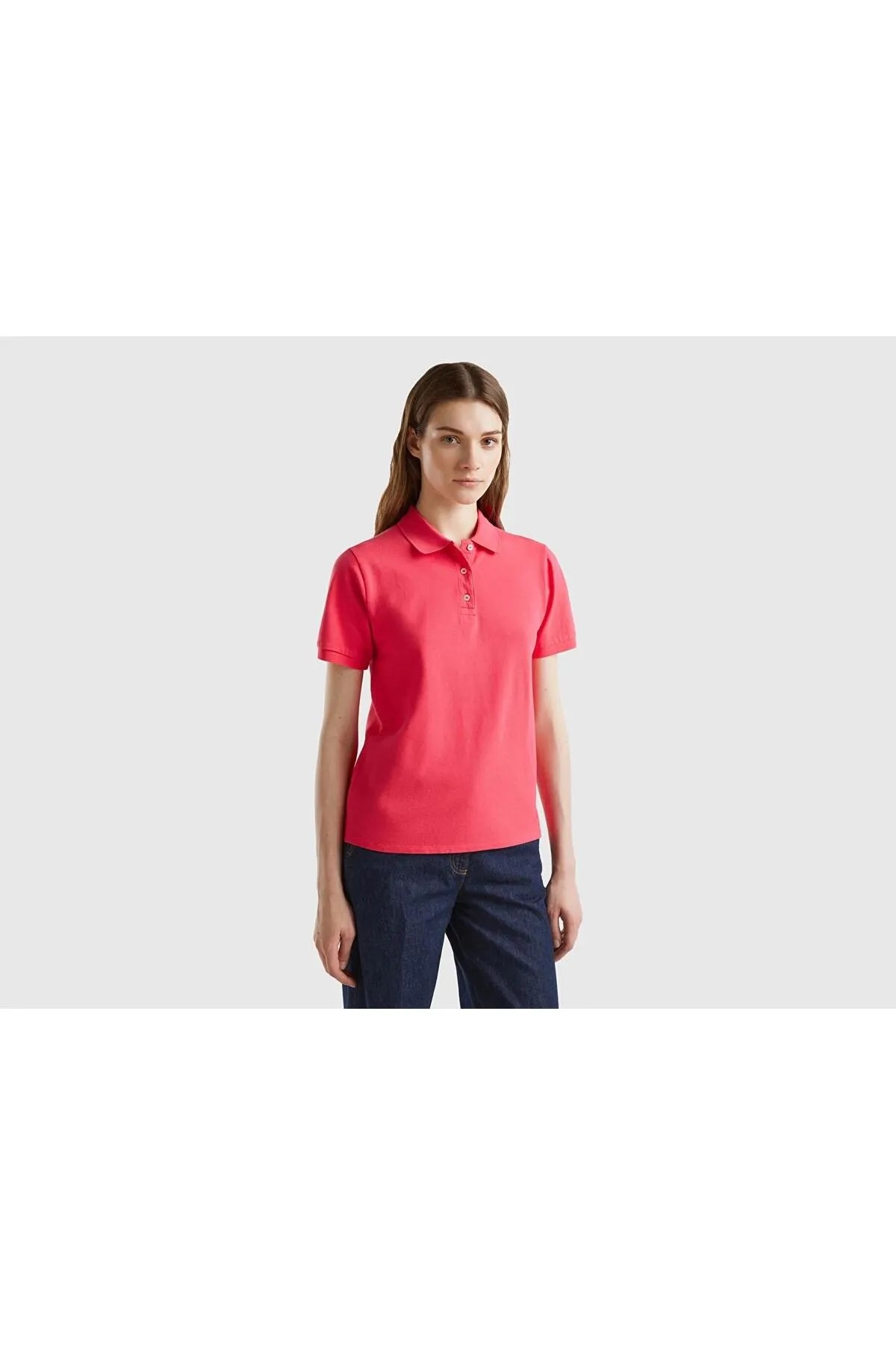 Benetton Kadın Polo Yaka T-Shirt 3WG9D300K-24Y