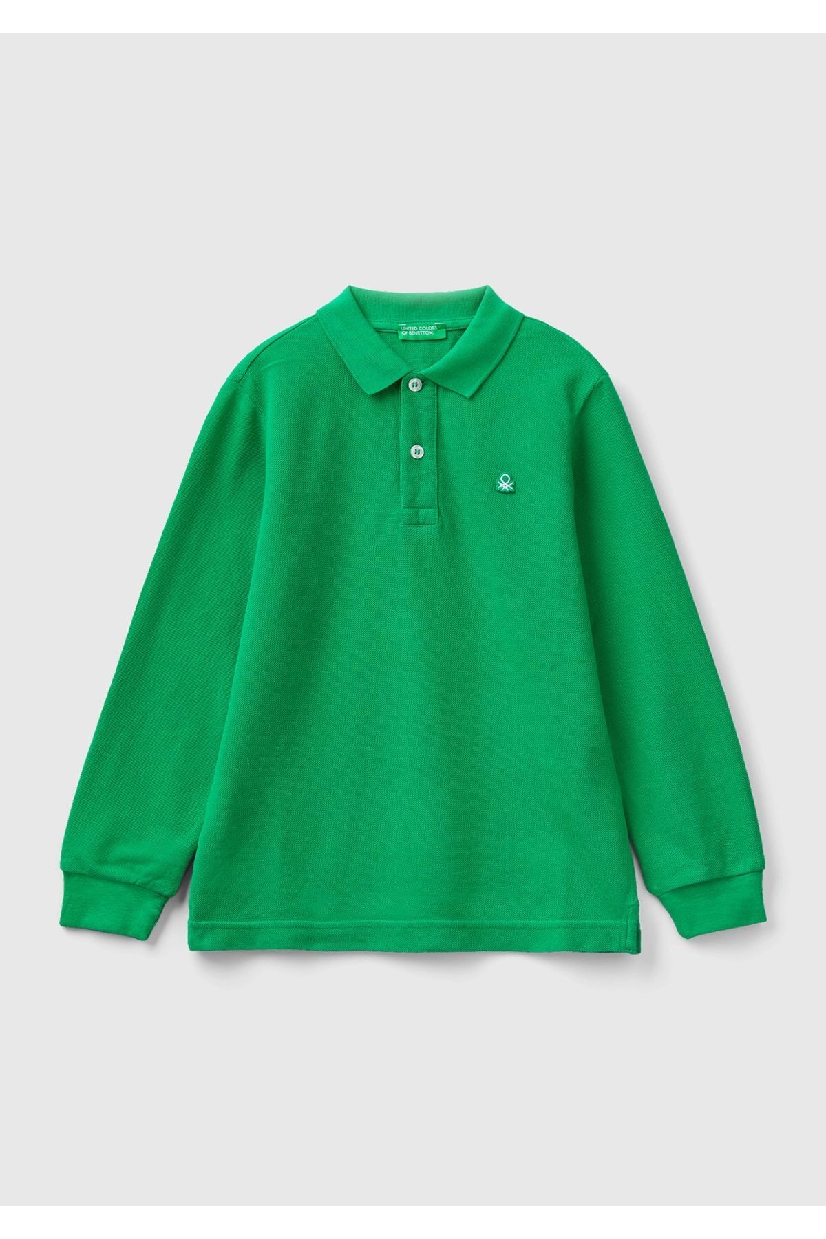 United Colors of Benetton Erkek Çocuk Yeşil Logolu Polo T-Shirt 223A3089C300K