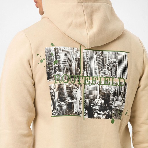 Routefield House Erkek Kapüşonlu Sweatshirt Bej RFHOUSE2223