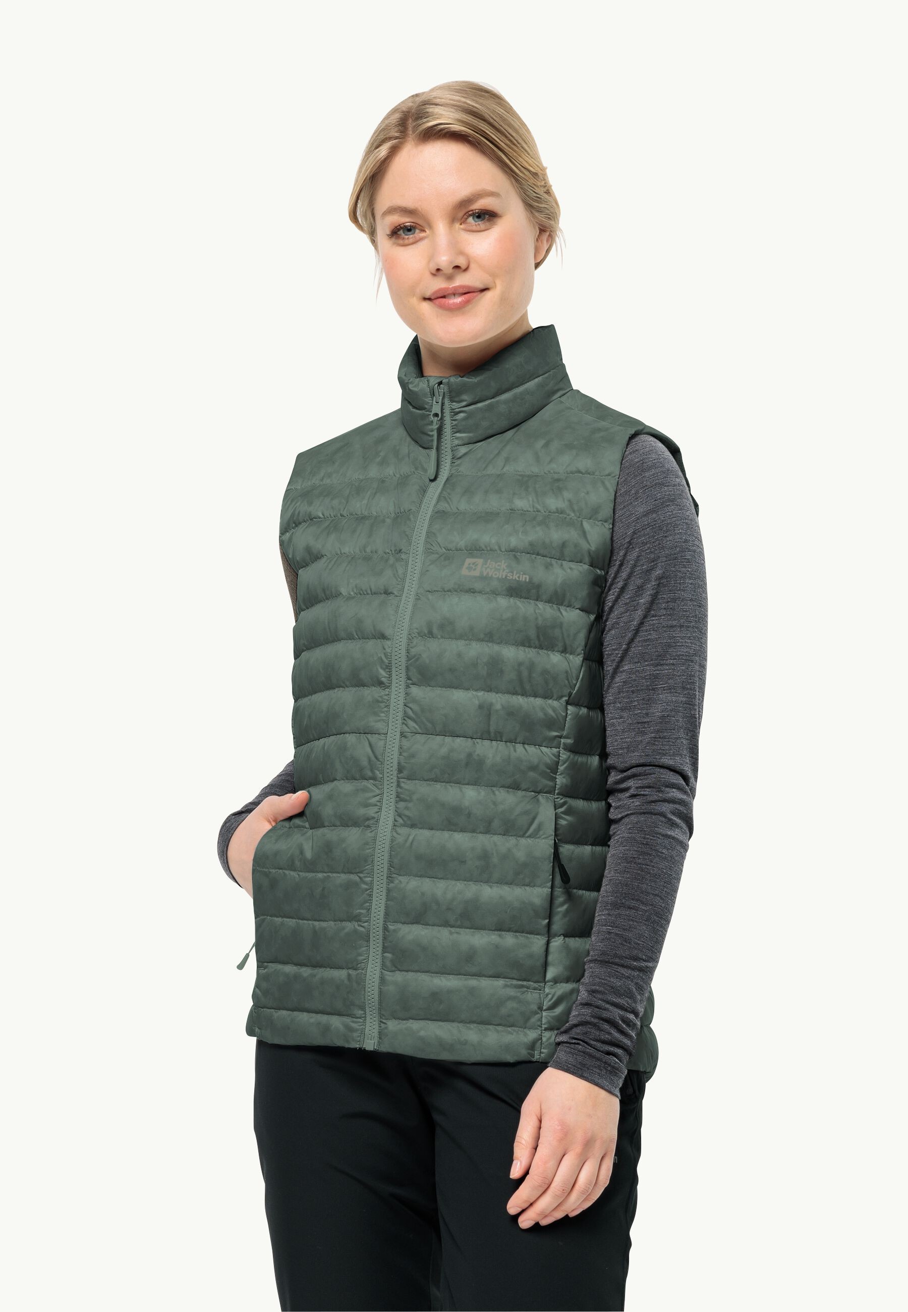 Jack Wolfskin Pilvi Down Vest W Kaz Tüyü Dolgulu Kadın Yelek Yeşil 1207771-4311