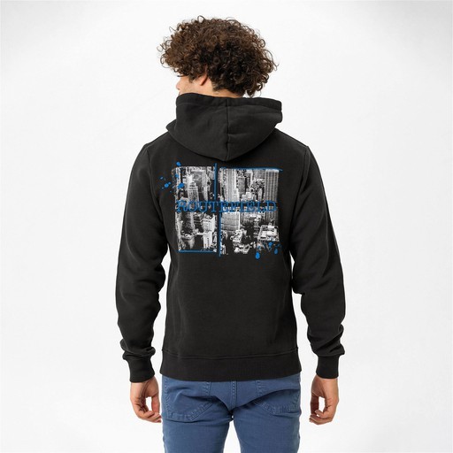 Routefield House Erkek Kapüşonlu Sweatshirt Siyah RFHOUSE2223