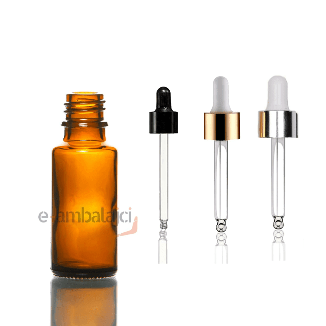 20ml Cam Ecza Şişe Amber ve Cam Damlalık
