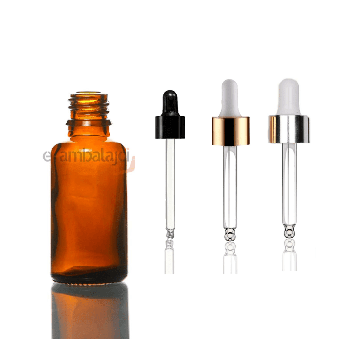 30ml Cam Ecza Şişe Amber ve Cam Damlalık