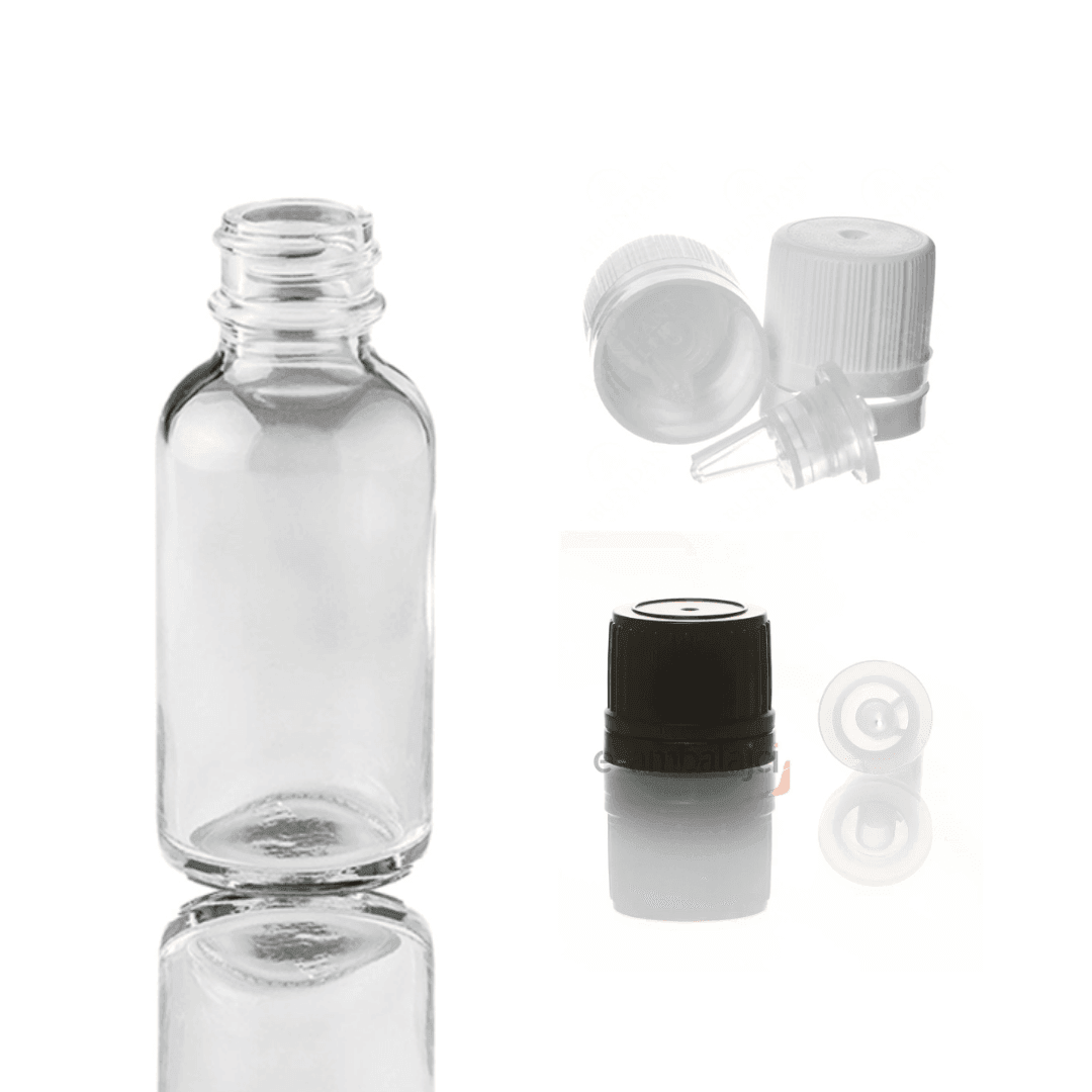 20ml Cam Ecza Şeffaf Şişe ve İçten Damlalık