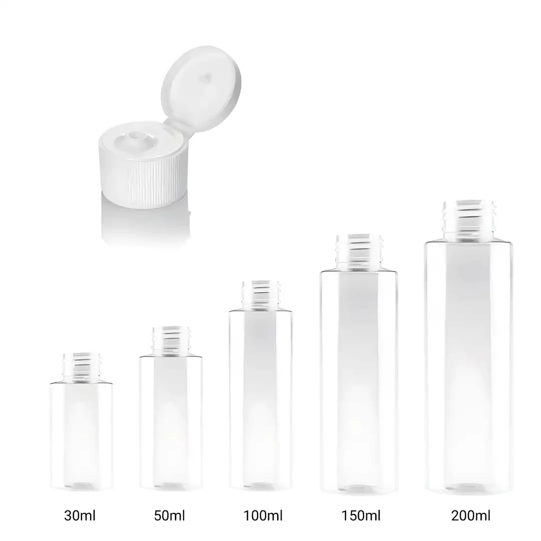 30ml PET Düz Omuz Şeffaf Şişe ve Beyaz Fliptop Kapak
