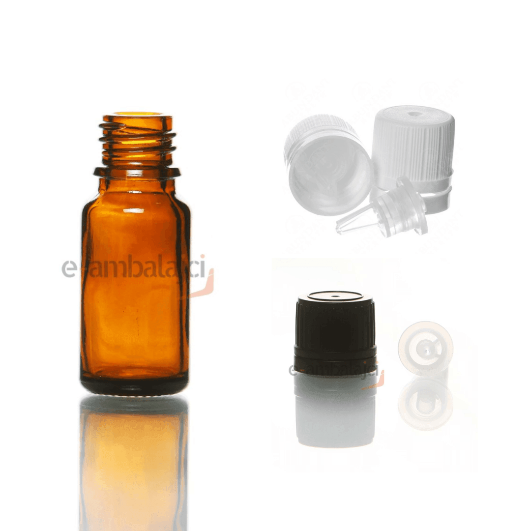 10ml Cam Ecza Şişe Amber ve İçten Damlalık