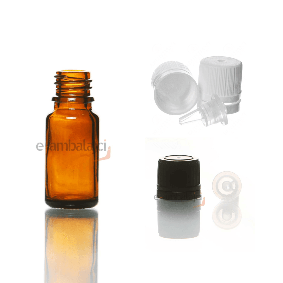 5ml Cam Ecza Şişe Amber ve İçten Damlalık