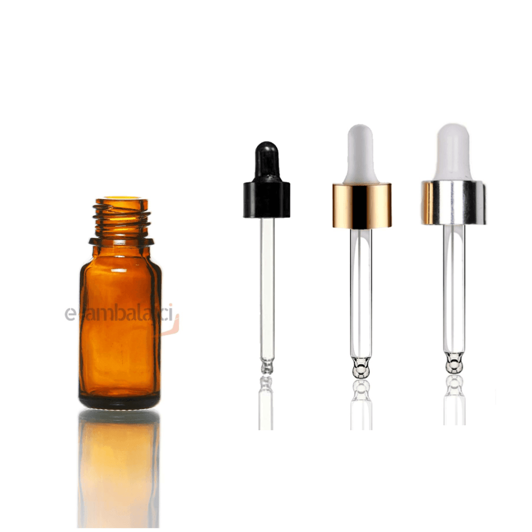 5ml Cam Ecza Şişe Amber ve Cam Damlalık